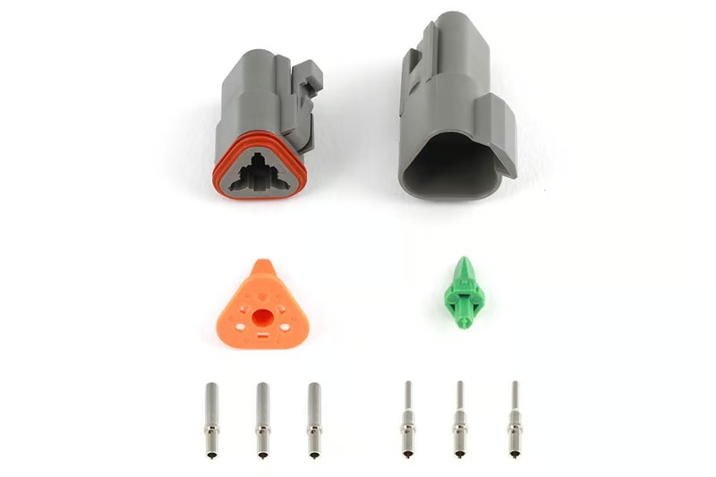 Plug and Pins Only - Matching Set of Deutsch DT-3 Connectors (DT06-3S + DT04-3P) - (13 Amp)